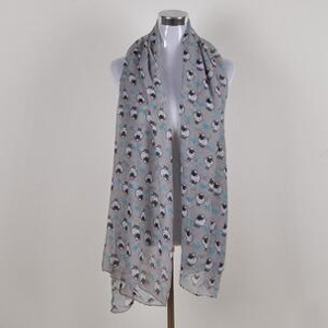 Cute little cat printed female voile scarf wholesale