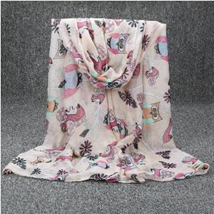 Female squirrel owl voile scarf wholesale