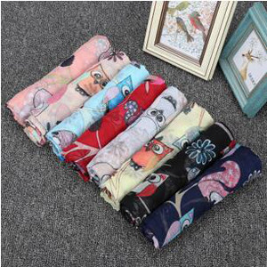 Female squirrel owl voile scarf wholesale
