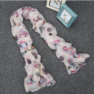 Female squirrel owl voile scarf wholesale