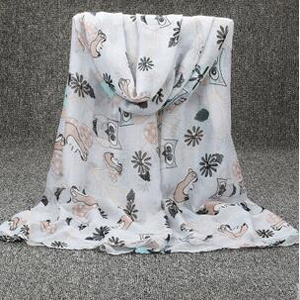 Female squirrel owl voile scarf wholesale