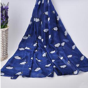 Penguin cartoon animals voile scarves wholesale