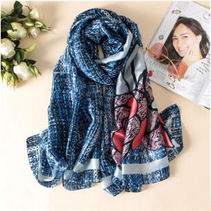Classic peony female emulation silk scarf wholesale