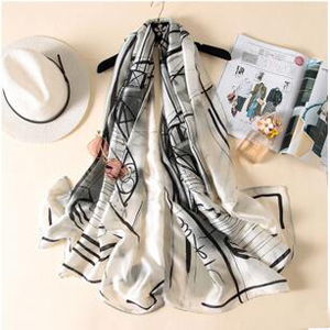 Female artistic fresh piano lines silk scarves wholesale