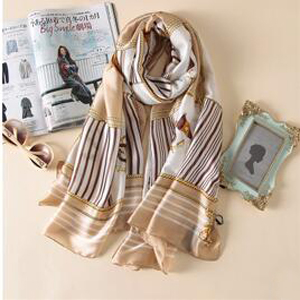 Female navy stripe pastoral fresh silk scarf wholesale