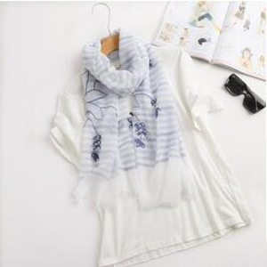 Nail-beaded cotton flower female linen scarves wholesale