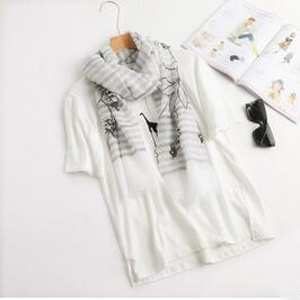 Nail-beaded cotton flower female linen scarves wholesale