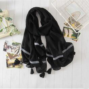Pure color tie-dye tassel scarf wholesale