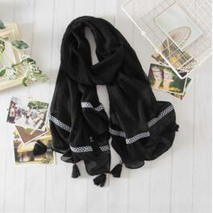 Pure color tie-dye tassel scarf wholesale