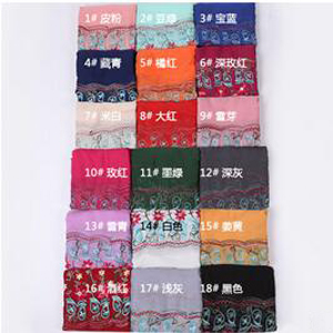 Female daffodil embroidery silk scarves wholesale