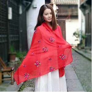 Female rose national wind pure hand silk scarf wholesale
