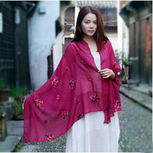 Female rose national wind pure hand silk scarf wholesale