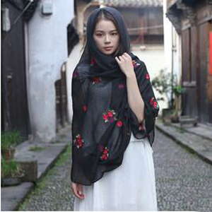 Female rose national wind pure hand silk scarf wholesale