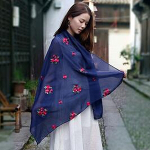 Female rose national wind pure hand silk scarf wholesale