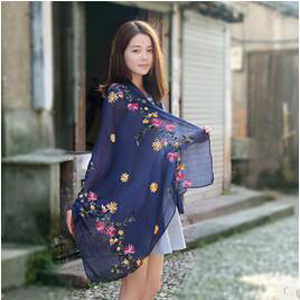 Embroidered cotton linen female scarves wholesale