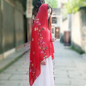 Embroidered cotton linen female scarves wholesale