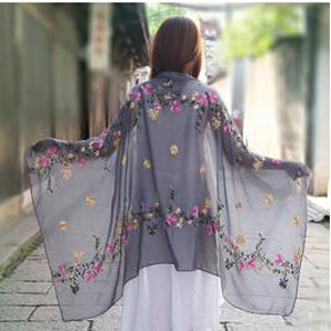 Embroidered cotton linen female scarves wholesale