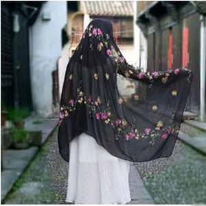 Embroidered cotton linen female scarves wholesale