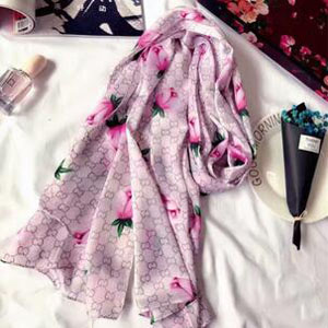 Letters flowers soft emulation silk scarf wholesale