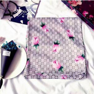 Letters flowers soft emulation silk scarf wholesale