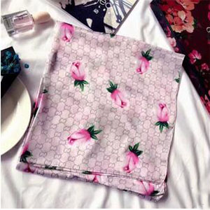 Letters flowers soft emulation silk scarf wholesale