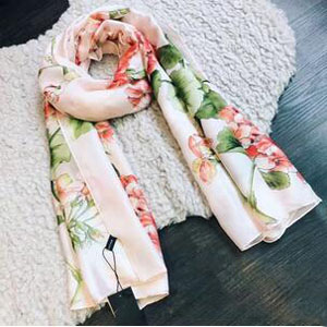 Rose flowers printed emulation silk scarves wholesale