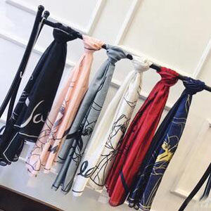 Sketch roses printed emulation silk scarves wholesale