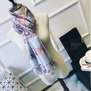 Female cherry blossom emulation silk scarves wholesale