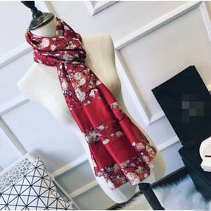 Female cherry blossom emulation silk scarves wholesale