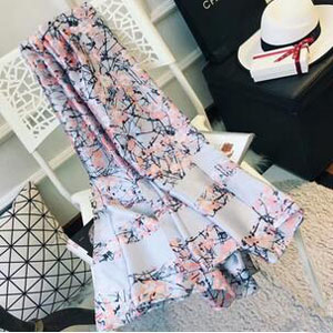 Female cherry blossom emulation silk scarves wholesale