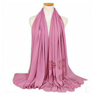 Female half cut flowers chiffon scarf wholesale