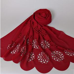 Female half cut flowers chiffon scarf wholesale