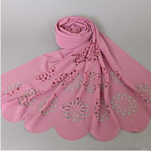Female half cut flowers chiffon scarf wholesale