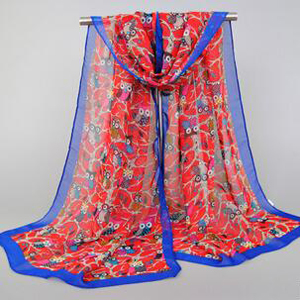 Cartoon printed chiffon silk scarf wholesale