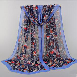 Cartoon printed chiffon silk scarf wholesale