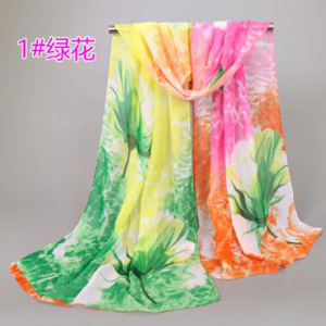Ladys colorful flower chiffon scarf wholesale