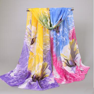 Ladys colorful flower chiffon scarf wholesale