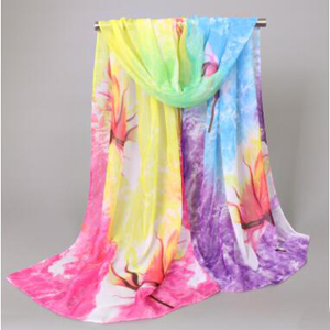 Ladys colorful flower chiffon scarf wholesale