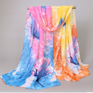 Ladys colorful flower chiffon scarf wholesale
