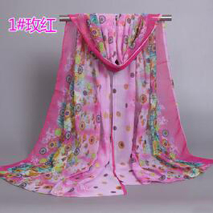 Ladies flowers chiffon silk scarves wholesale