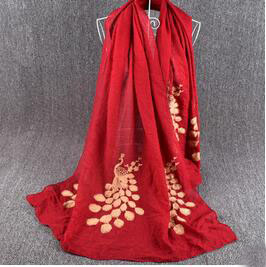 Peacock screen national wind embroidery cotton scarf wholesale