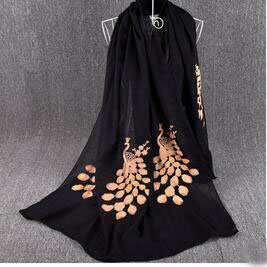 Peacock screen national wind embroidery cotton scarf wholesale