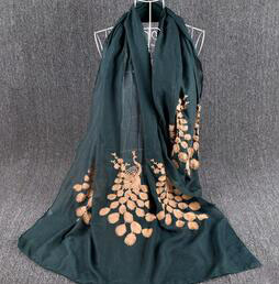 Peacock screen national wind embroidery cotton scarf wholesale