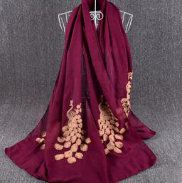 Peacock screen national wind embroidery cotton scarf wholesale