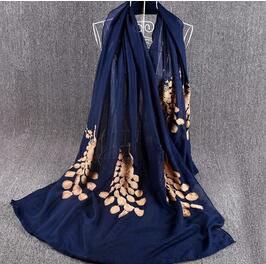 Peacock screen national wind embroidery cotton scarf wholesale