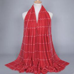 Cotton linen female plaid scarf wholesale