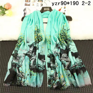 Landscape painting lady cashmere scarf wholesale