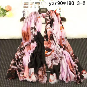 Landscape painting lady cashmere scarf wholesale