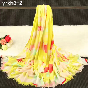 Fresh colorful floral lady cashmere scarf wholesale