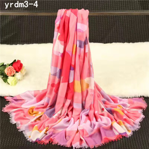 Fresh colorful floral lady cashmere scarf wholesale